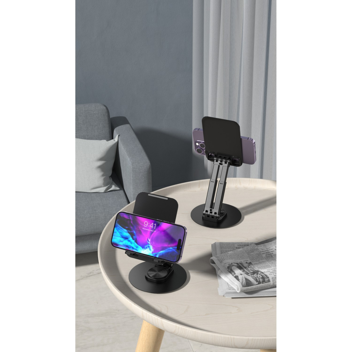 360 DEVIA Sulankstomas stovas mobiliam telefonui/planšetui black 8 360 DEVIA Sulankstomas stovas mobiliam telefonui/planšetui black 8