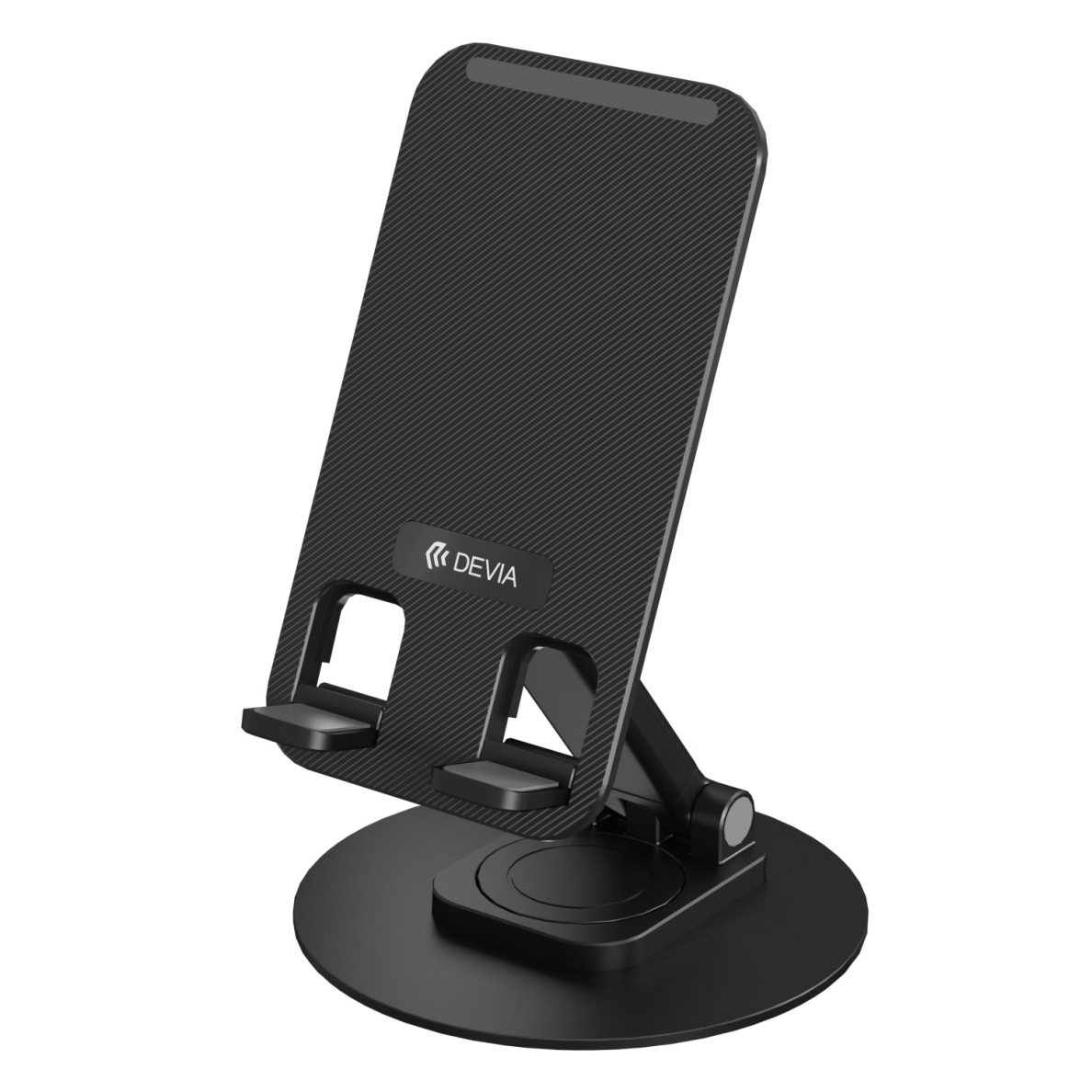 360 DEVIA Sulankstomas stovas mobiliam telefonui/planšetui black 1 360 DEVIA Sulankstomas stovas mobiliam telefonui/planšetui black 1