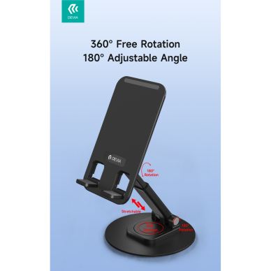 360 DEVIA Sulankstomas stovas mobiliam telefonui/planšetui black 5