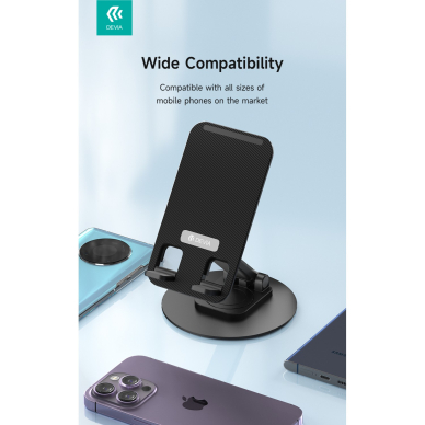 360 DEVIA Sulankstomas stovas mobiliam telefonui/planšetui black 7