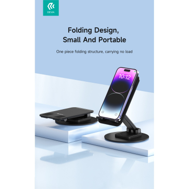360 DEVIA Sulankstomas stovas mobiliam telefonui/planšetui black 3