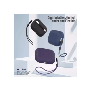 Airpods Pro 2nd Gen Mr. Monkey liquid silicone protect deep blue dėklas 5