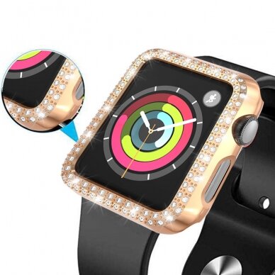 Apple Watch dekoruotas blizgučiais dėklas 42mm Rose Gold 4