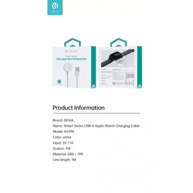 APPLE watch USB laidas DEVIA 2