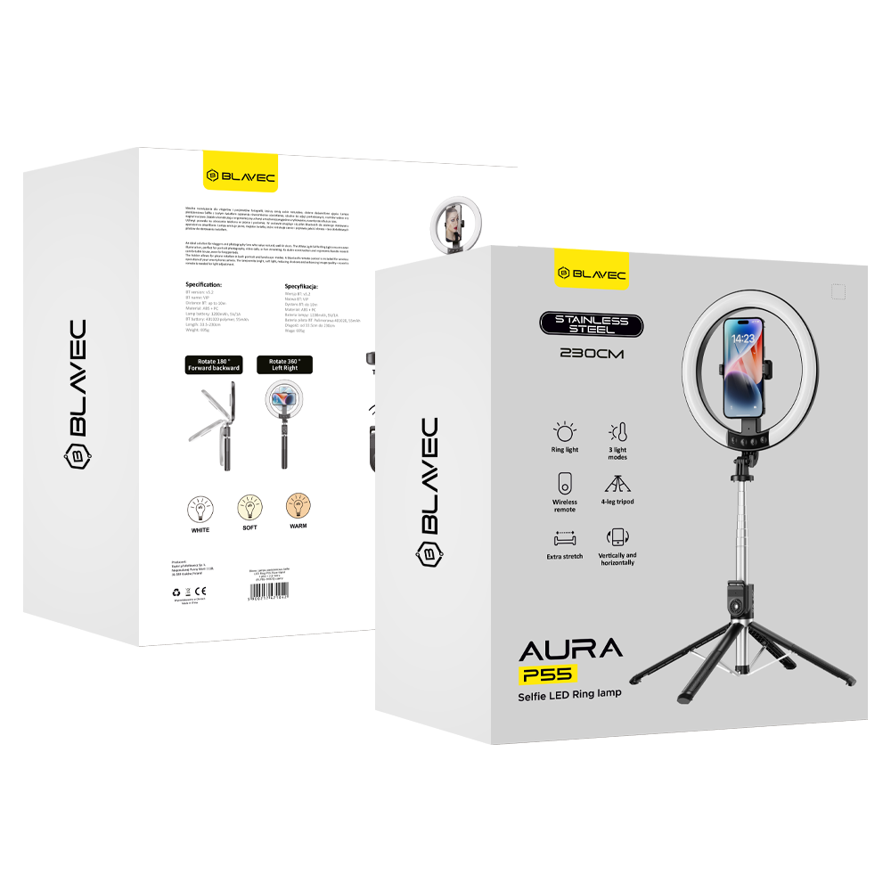 Asmenlazdė-stovas bluetooth su LED apšvietimu black BLAVEC Aura P55 RLP55-TRB23 11