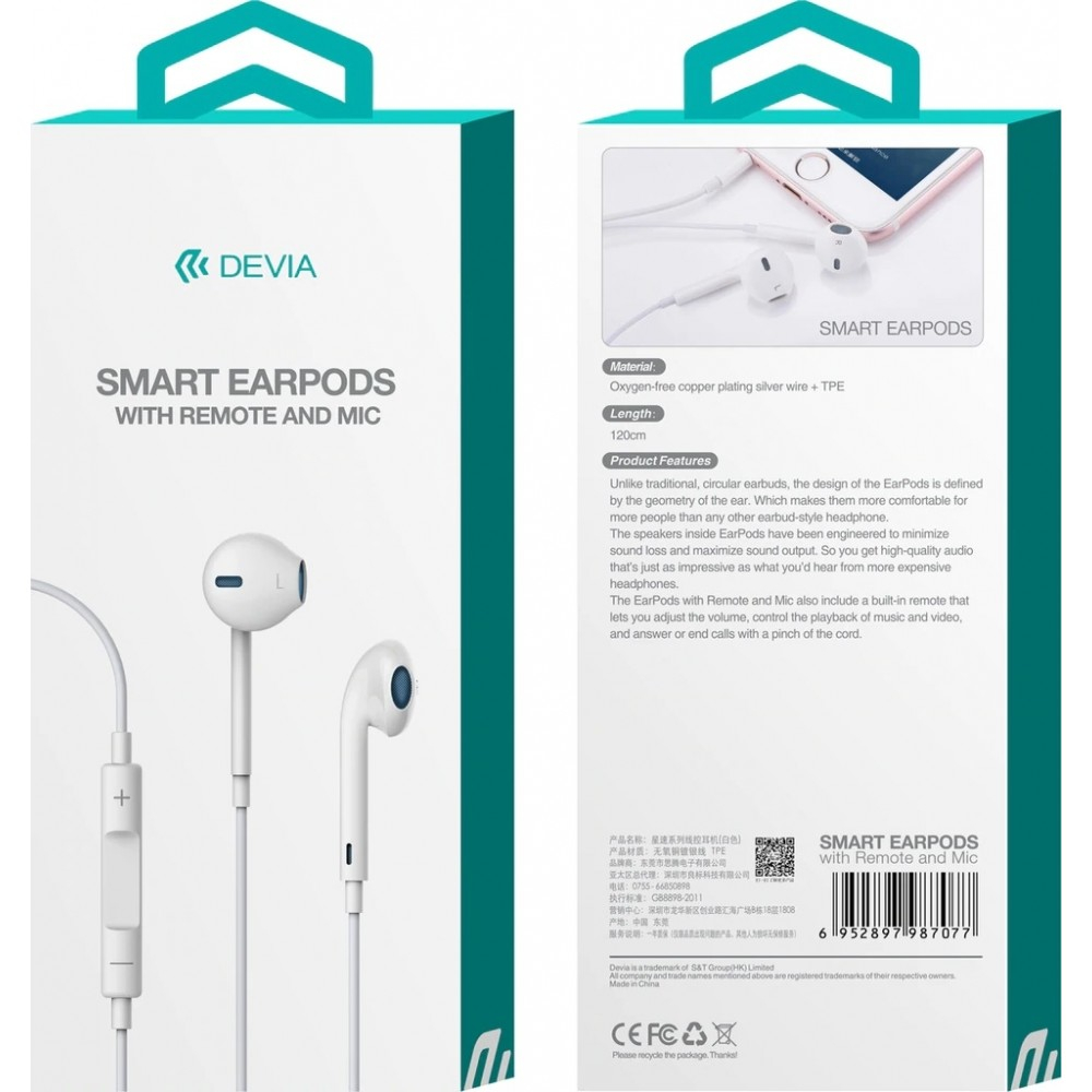 Ausinės su mikrofonu SMART EARPODS DEVIA 2 Ausinės su mikrofonu SMART EARPODS DEVIA 2