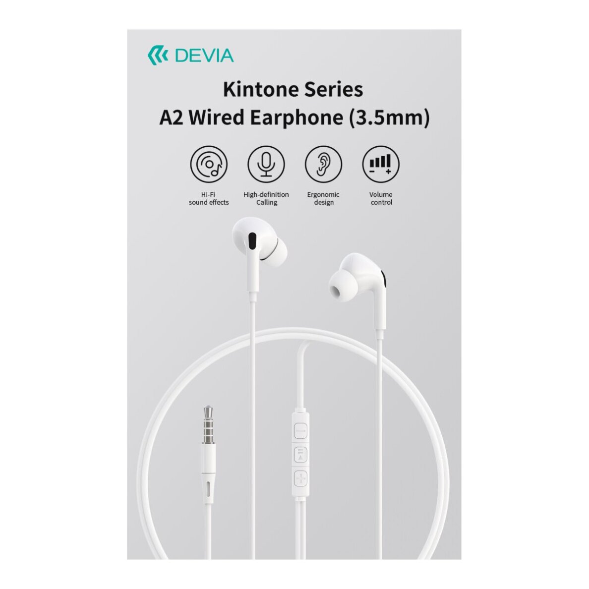 Ausinės su mikrofonu DEVIA Kintone Series A2 3.5mm 1