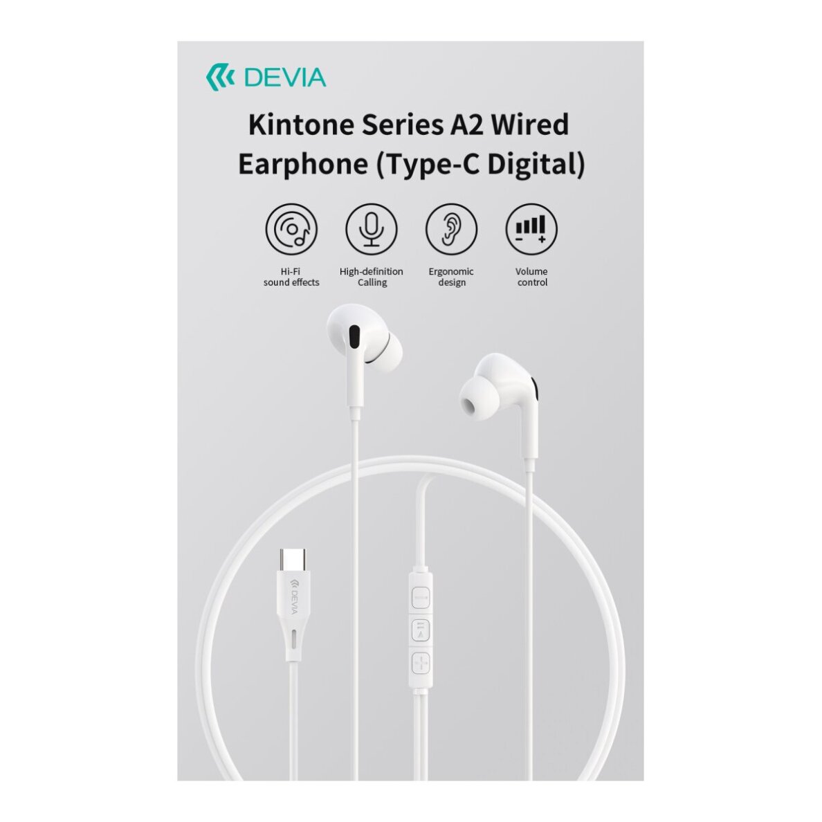 Ausinės su mikrofonu DEVIA Kintone Series A2 Type-C 3