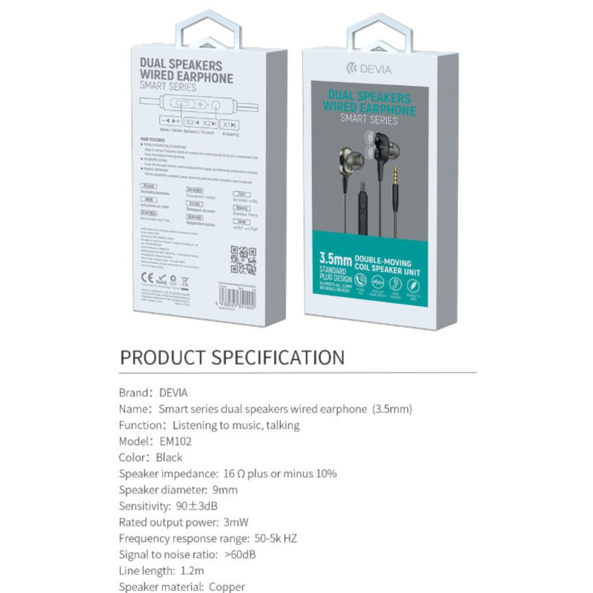 Ausinės su mikrofonu Dual speakers DEVIA 7