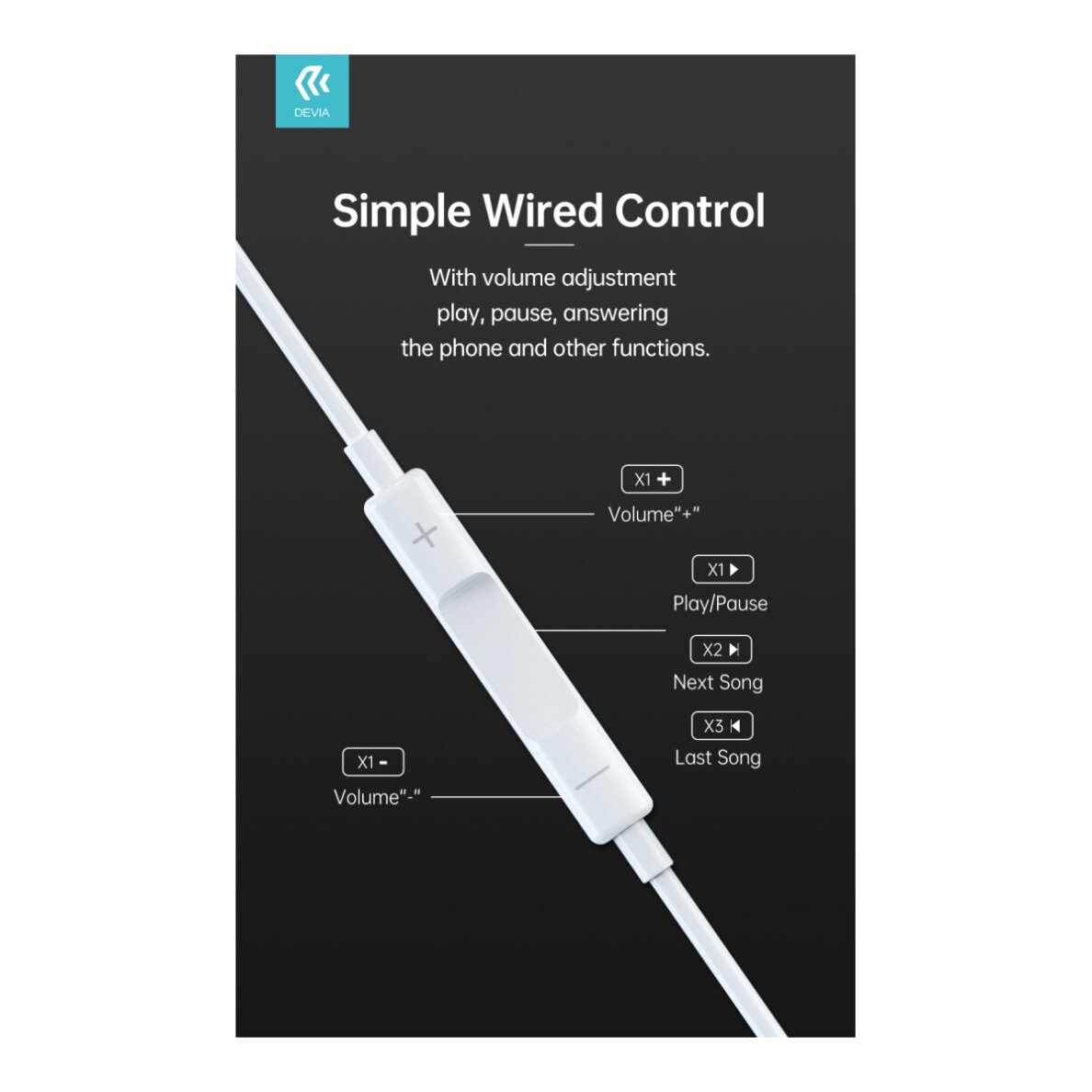 Ausinės su mikrofonu Lightning MFI DEVIA 1