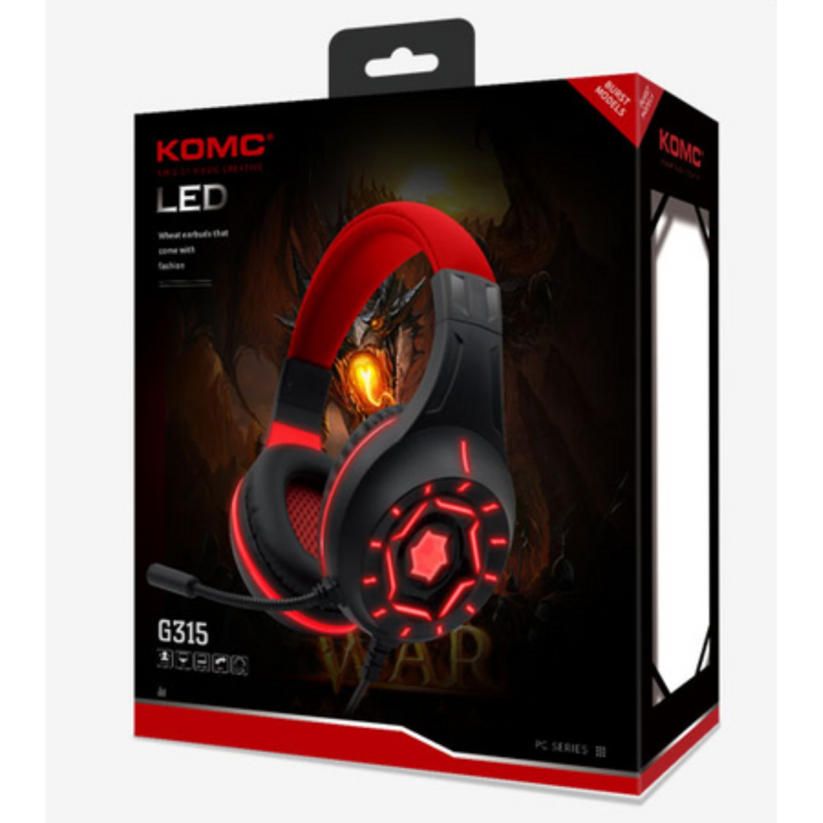 Ausinės su mikrofonu raudonos KOMC G315 30227 6