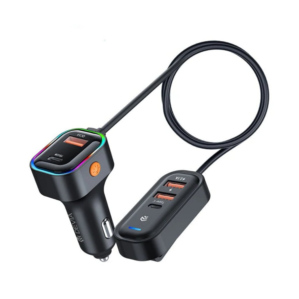 Automobilinis įkroviklis 45W 3xUSB + 2xType-C DEVIA Pro1 K5