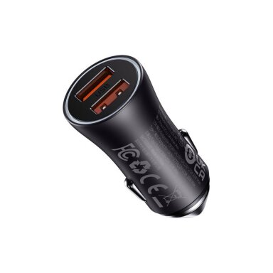 Automobilinis įkroviklis grey BASEUS 2xUSB-A 60W QC4.0 CGJM000013