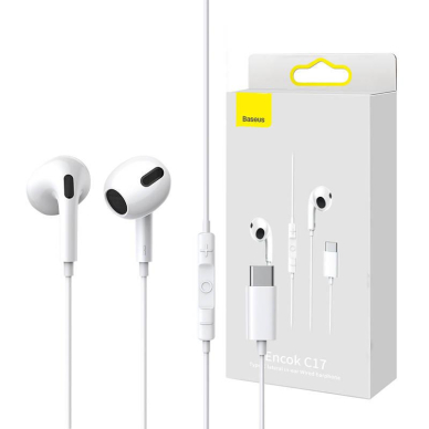 Ausinės su mikrofonu Baseus TYPE-C white NGCR010002