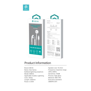Ausinės su mikrofonu Lightning MFI DEVIA 5