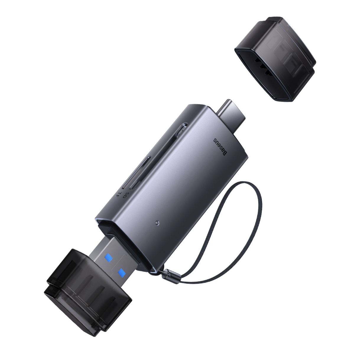 Baseus atminties kortelių skaitytuvas pilkas USB-A & Type-C to SD/TF WKQXO60013 7 Baseus atminties kortelių skaitytuvas pilkas USB-A & Type-C to SD/TF WKQXO60013 7