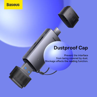 Baseus atminties kortelių skaitytuvas pilkas USB-A & Type-C to SD/TF WKQXO60013 3