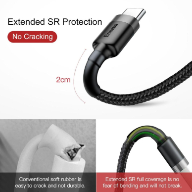 Baseus TYPE C usb black- grey laidas 0.5m CATKLF-AG1 2