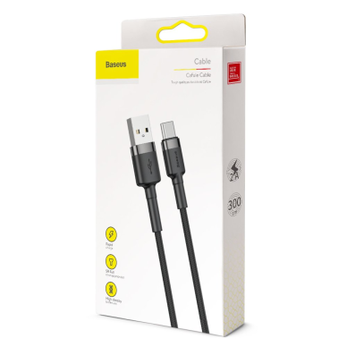 Baseus TYPE C usb black-grey sustiprintas laidas 3m CATKLF-UG1 3