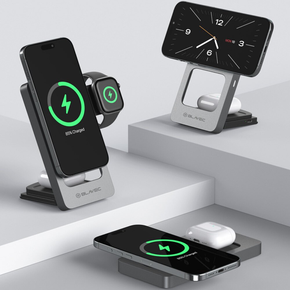 Belaidžio įkrovimo stotelė silver BLAVEC Unicharge 3 in 1 BQI-05 15W (iPhone/Watch/AirPods) BQI05-QIMS 1 Belaidžio įkrovimo stotelė silver BLAVEC Unicharge 3 in 1 BQI-05 15W (iPhone/Watch/AirPods) BQI05-QIMS 1