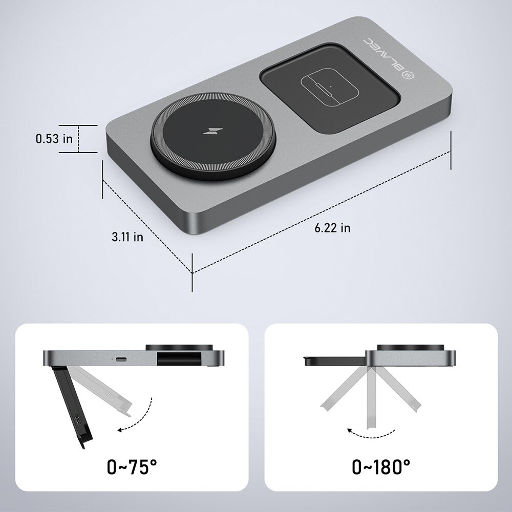 Belaidžio įkrovimo stotelė silver BLAVEC Unicharge 3 in 1 BQI-05 15W (iPhone/Watch/AirPods) BQI05-QIMS 4