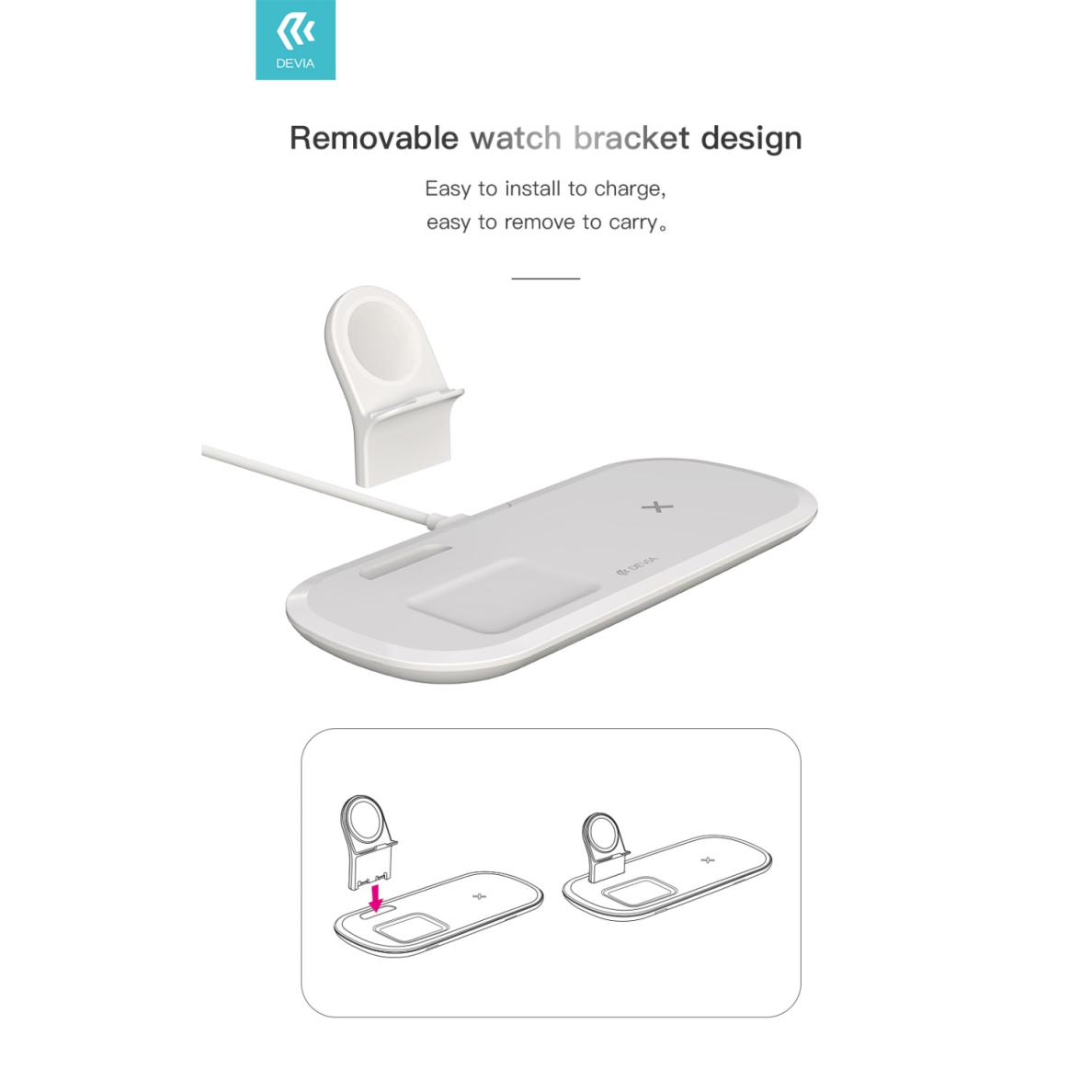 Belaidė įkrovimo stotelė 3 in 1 iPhone and Watch DEVIA 7 Belaidė įkrovimo stotelė 3 in 1 iPhone and Watch DEVIA 7