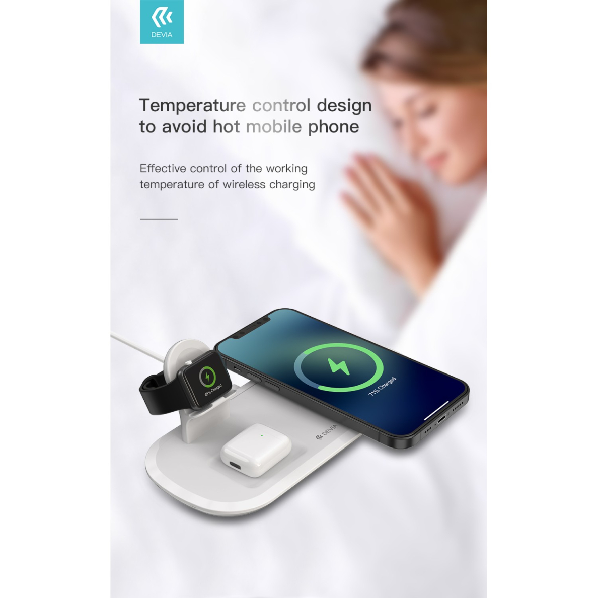 Belaidė įkrovimo stotelė 3 in 1 iPhone and Watch DEVIA 2