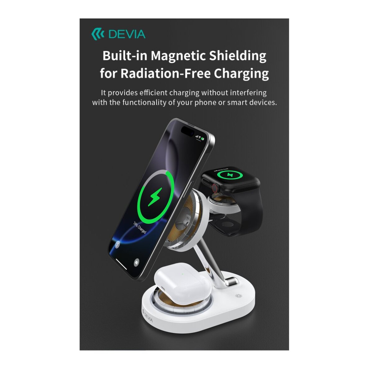 Belaidžio įkrovimo stotelė Devia Extreme 3 in 1 (iPhone/Watch/AirPods) 7