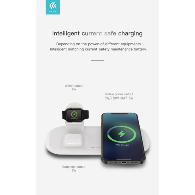 Belaidė įkrovimo stotelė 3 in 1 iPhone and Watch DEVIA 9