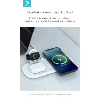 Belaidė įkrovimo stotelė 3 in 1 iPhone and Watch DEVIA 5