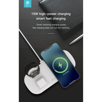 Belaidė įkrovimo stotelė 3 in 1 iPhone and Watch DEVIA 6