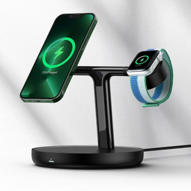 Belaidė įkrovimo stotelė 3 in 1 (iPhone/Watch/AirPods) juodas WXTE000101 BASEUS 1 Belaidė įkrovimo stotelė 3 in 1 (iPhone/Watch/AirPods) juodas WXTE000101 BASEUS 1