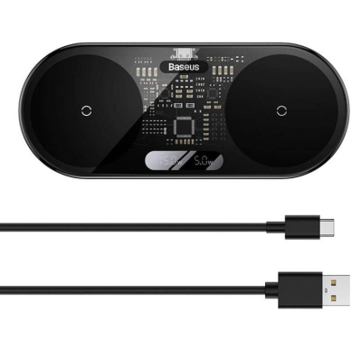Belaidė įkrovimo stotelė Baseus Digital LED Display 20W WXSX010101 black Belaidė įkrovimo stotelė Baseus Digital LED Display 20W WXSX010101 black