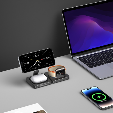 Belaidžio įkrovimo stotelė black BLAVEC 3 in 1 BQI-02 15W BQI02-QIMB 2