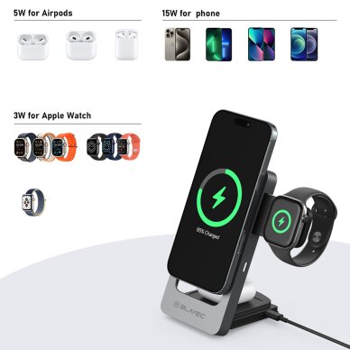 Belaidžio įkrovimo stotelė silver BLAVEC Unicharge 3 in 1 BQI-05 15W (iPhone/Watch/AirPods) BQI05-QIMS 3 Belaidžio įkrovimo stotelė silver BLAVEC Unicharge 3 in 1 BQI-05 15W (iPhone/Watch/AirPods) BQI05-QIMS 3