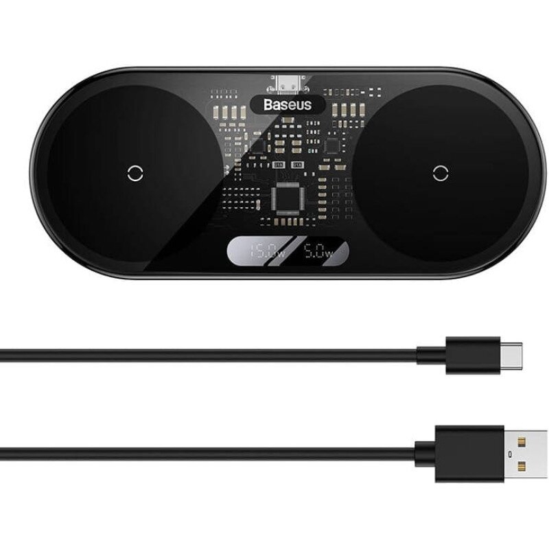 Belaidė įkrovimo stotelė Baseus Digital LED Display 20W WXSX010101 black