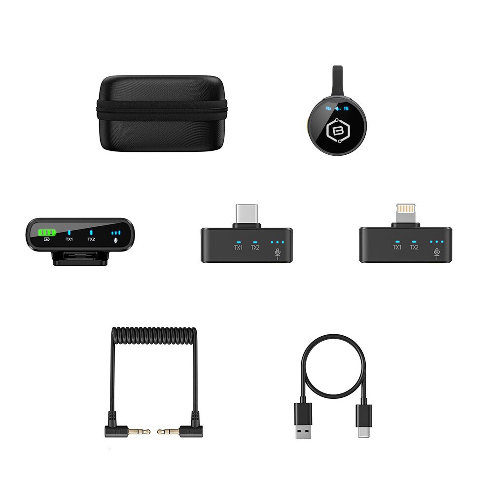 Bluetooth prisegami mikrofonai black BLAVEC MK-02 ClipGo Combo USB-C + Lightning LMMK02-B 8