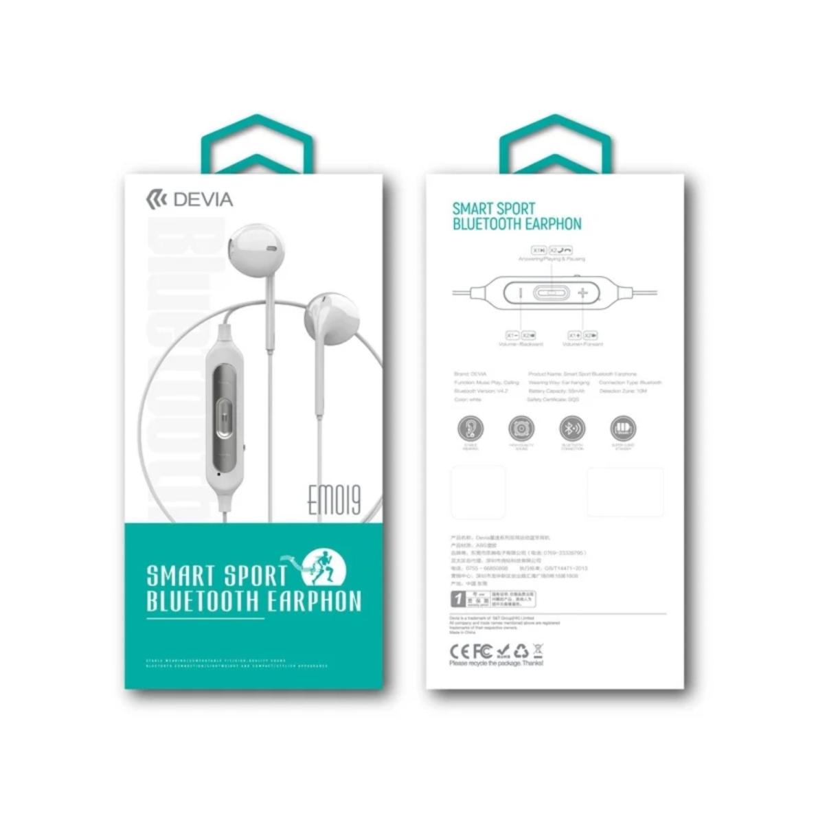 Bluetooth ausinės DEVIA Smart sport baltos 3