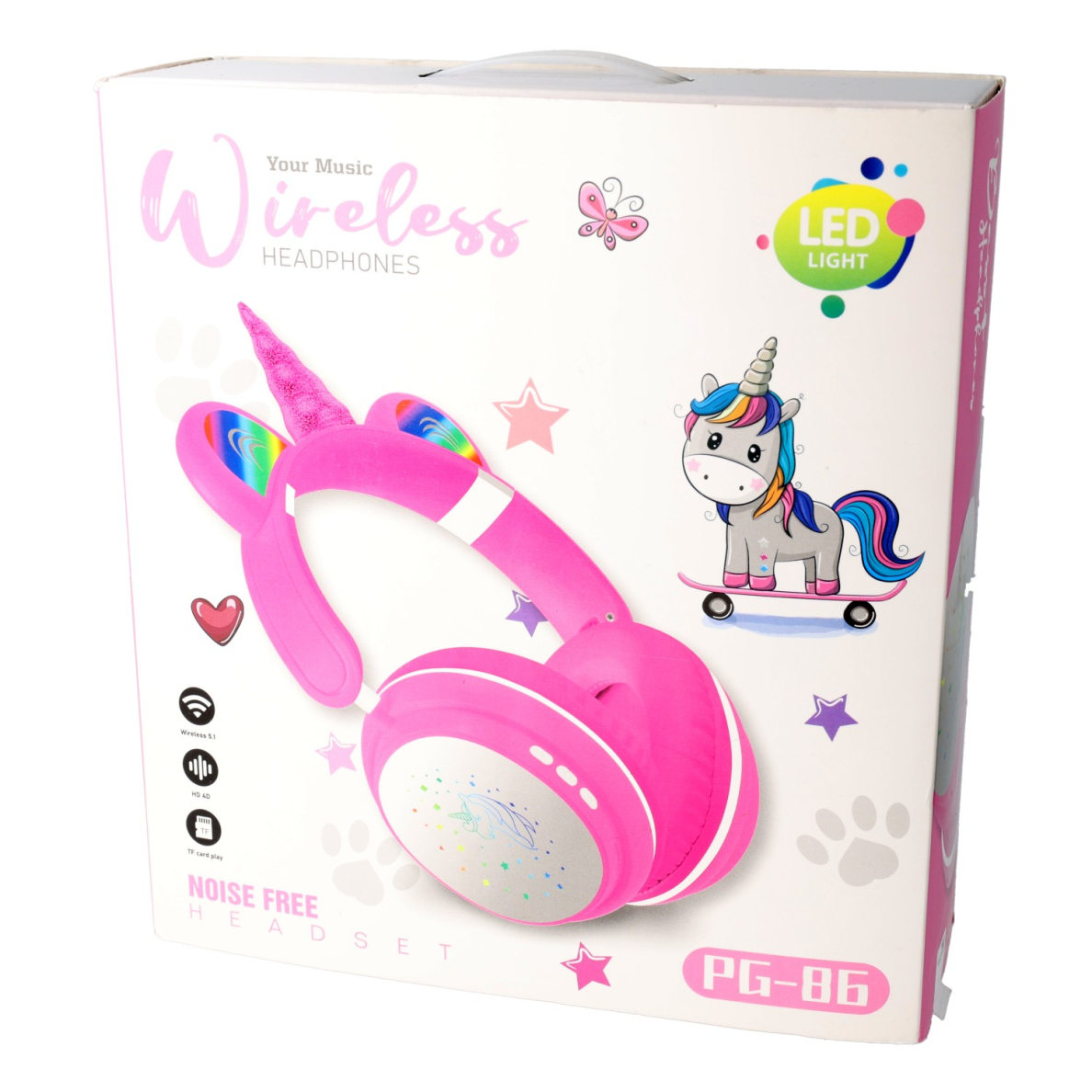 Bluetooth ausinės UNICORN LED mėlynos PG-86 30201 2