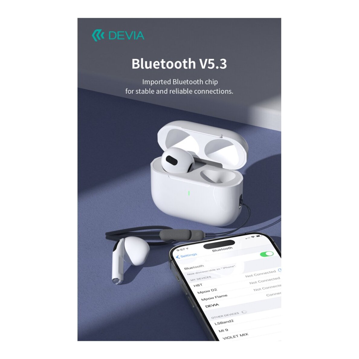 Bluetooth ausinės white Devia TWS Airbuds Pods3 EM410 1 Bluetooth ausinės white Devia TWS Airbuds Pods3 EM410 1