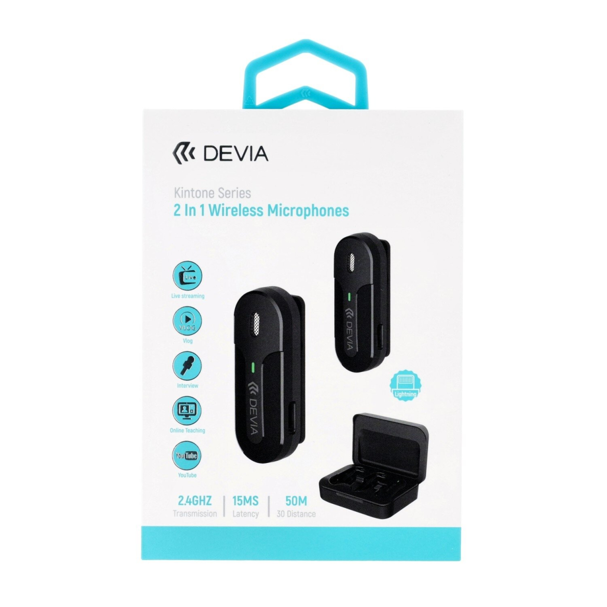 Bluetooth prisegamas mikrofonas 2 in 1 Lightning DEVIA 10 Bluetooth prisegamas mikrofonas 2 in 1 Lightning DEVIA 10