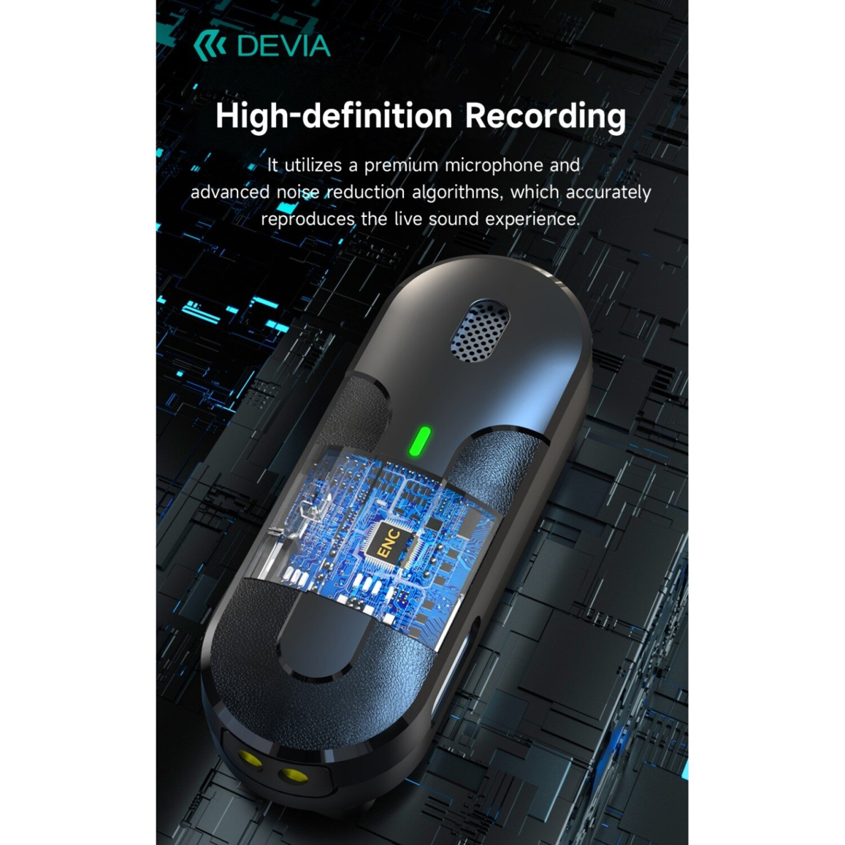 Bluetooth prisegamas mikrofonas 2 in 1 TYPE-C DEVIA 5