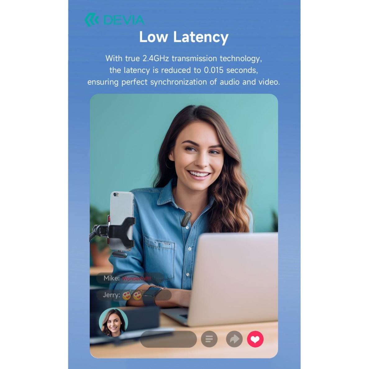 Bluetooth prisegamas mikrofonas 2 in 1 TYPE-C DEVIA 6