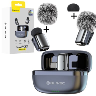 Bluetooth prisegami mikrofonai silver BLAVEC MK-03 ClipGo USB-C LMMK03-S