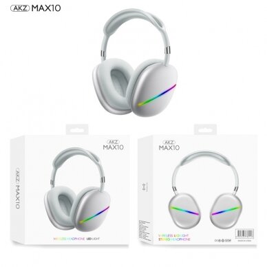 Bluetooth ausinės AKZ MAX10 sidabro spalvos 30208