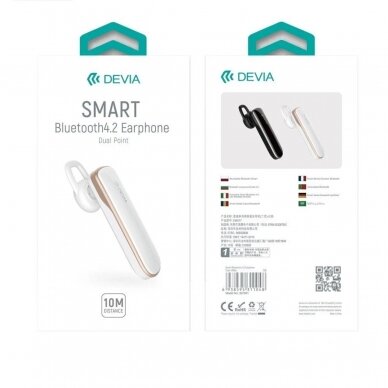 Bluetooth ausinės baltos Devia SMART 4.2 8