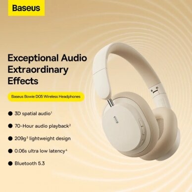 Bluetooth ausinės white Baseus Bowie D05 NGTD020202 1