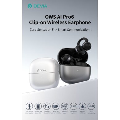 Bluetooth ausinės white DEVIA OWS AI Pro6 Clip-on su vertimo funkcija EM428 3