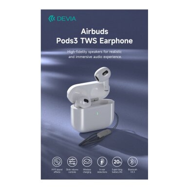 Bluetooth ausinės white Devia TWS Airbuds Pods3 EM410 5