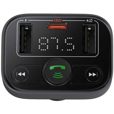 Bluetooth FM moduliatorius-kroviklis Baseus x2USB + TYPE-C C10762200113-00 1